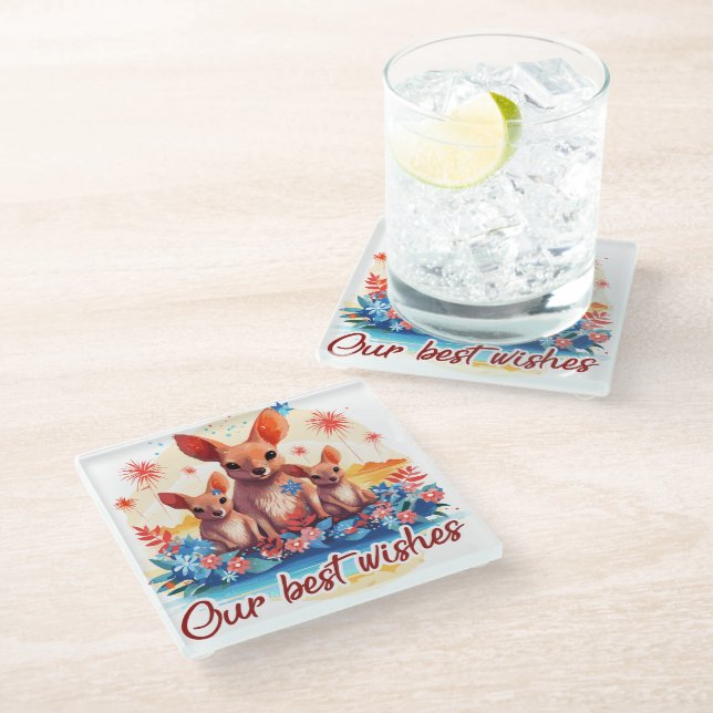 Our Best Wishes Glasuntersetzer (Schrägansicht)