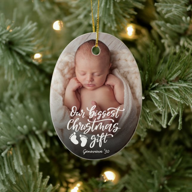 Our Biggest Christmas Gift |  Baby Photo Keramik Ornament (Baum)