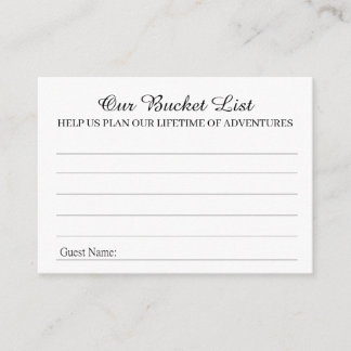 Our Bucket List Advice Card Hinweiskarte