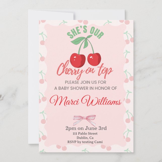 Our Cherry on Top Baby Shower Invitation Einladung (Vorderseite)