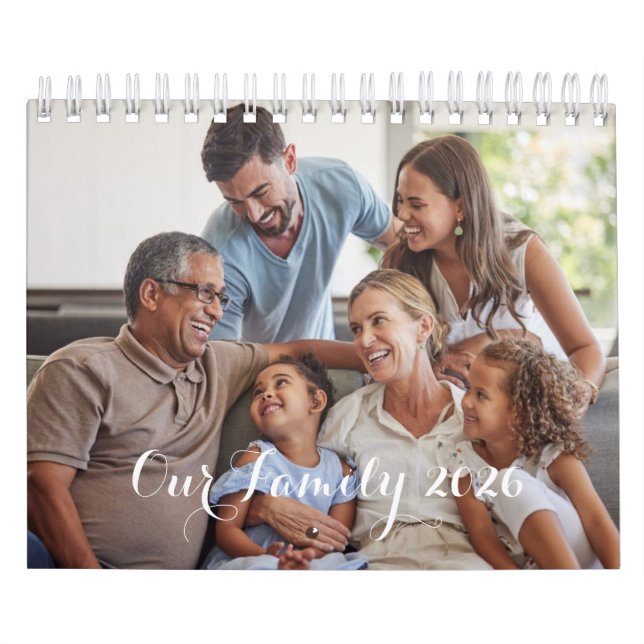Our Family 2025 Elegant Script Photo Design Kalender (Titelbild)