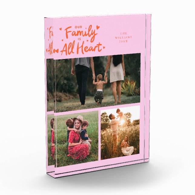 Our Family Is All Heart Orange Pink Fotoblock (Links)