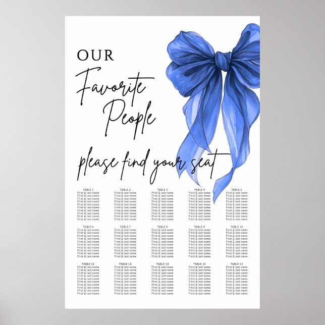 Our Favorite People Bow Wedding Seating Chart Poster (Vorne)
