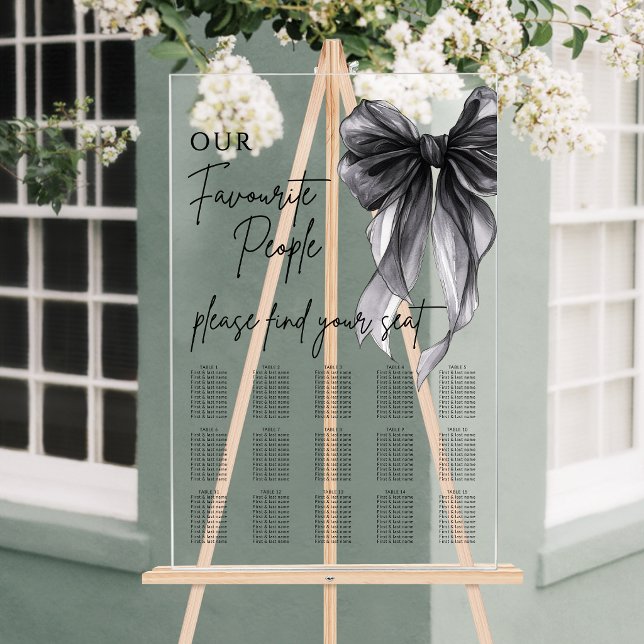 Our Favourite People Bow Wedding Seating Chart Acrylschild (Von Creator hochgeladen)