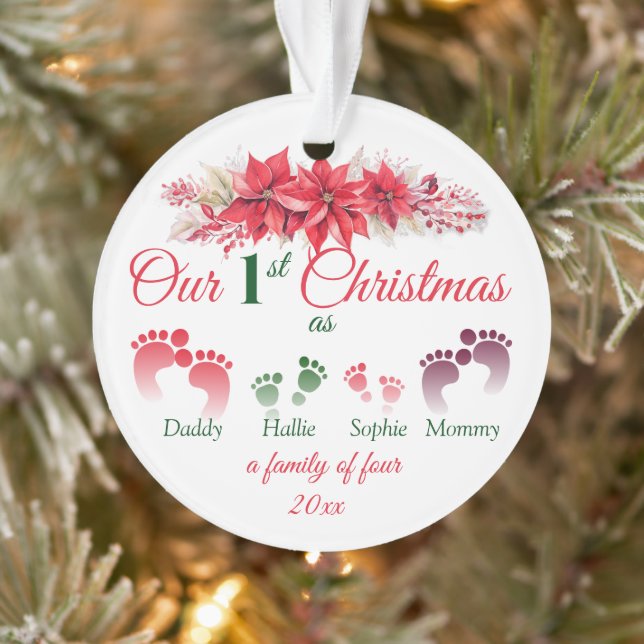 Our First Christmas As A Family Of 4  Ornament (Baum)