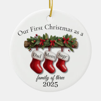 Our First Christmas as a Family of Three 2025 Keramik Ornament