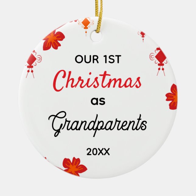 Our First Christmas as Grandparents Keramik Ornament (Vorne)