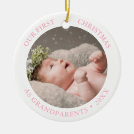Our First Christmas as Grandparents Modern Photo Keramik Ornament
