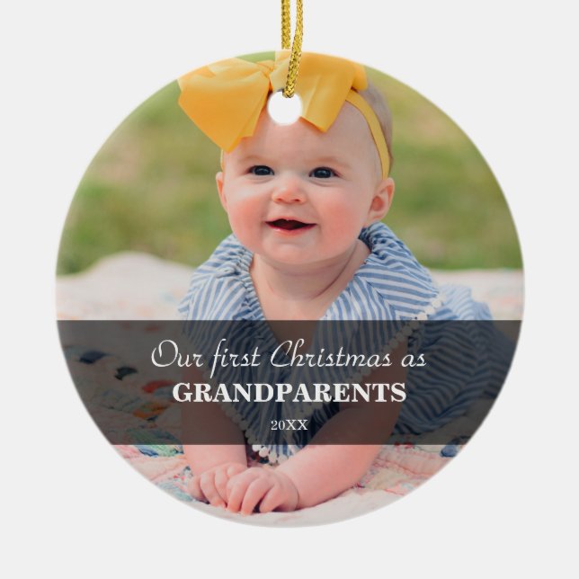 Our First Christmas as Grandparents Photo Art Keramik Ornament (Vorne)