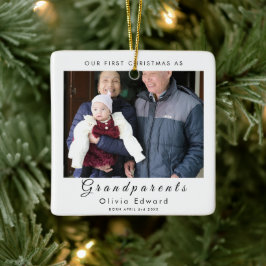 Our First Christmas as Grandparents Photo Design Keramikornament