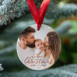 Our First Christmas as Mom and Dad Rose Gold Foil Ornament<br><div class="desc">Our First Christmas as Mom and Dad Rose Gold Foil Ceramic Ornament</div>