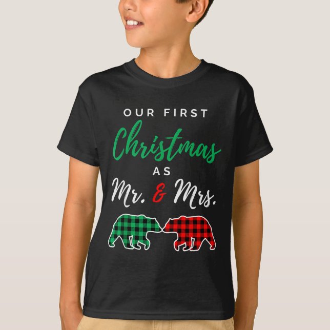 Our First Christmas As Mr. And Mrs. Buffalo Plaid  T-Shirt (Vorderseite)
