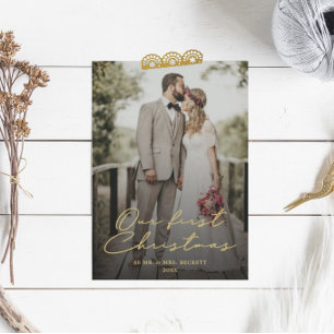 Our First Christmas As Mr. & Mrs. Photo Holiday Feiertagskarte