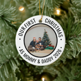 Our First Christmas as Parents Family Photo Keramik Ornament