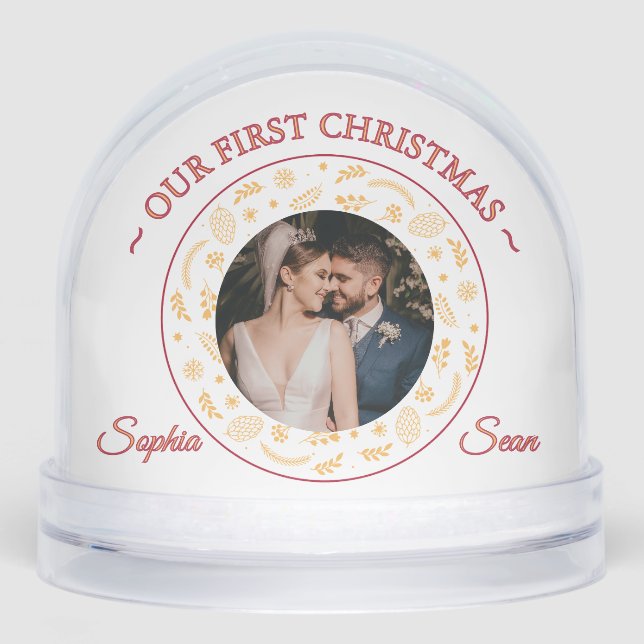 Our First Christmas Bible Verse Photo Snow Globe Schneekugeln (Vorderseite)