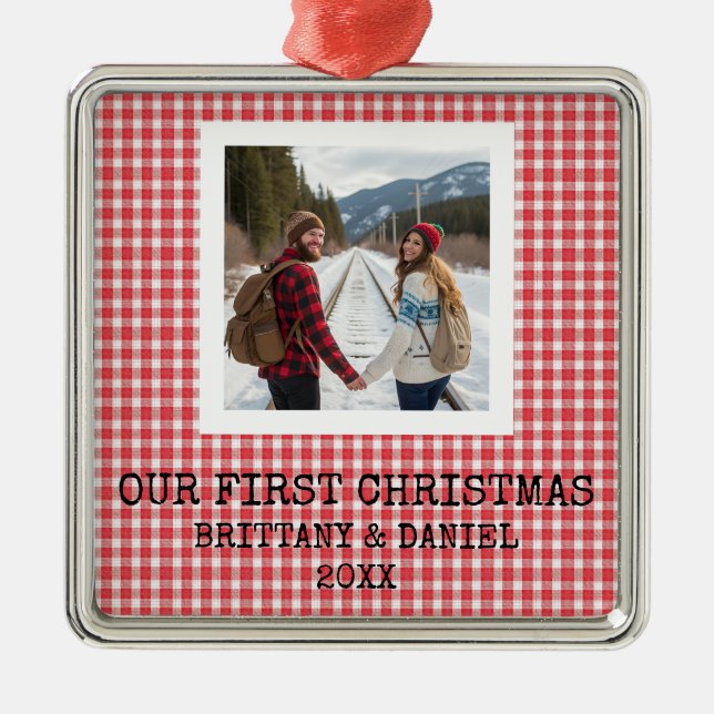 Our First Christmas Couple Ornament Aus Metall (Vorne)