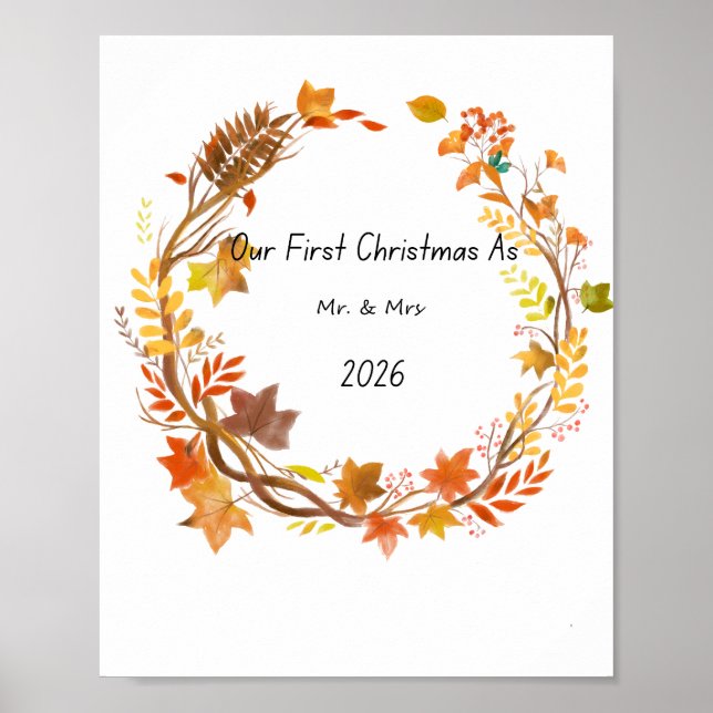 Our First Christmas Mr & Mrs 2026 Engagement Gift Poster (Vorne)