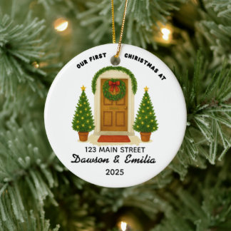 Our First Christmas New Home Custom Address Orname Keramik Ornament