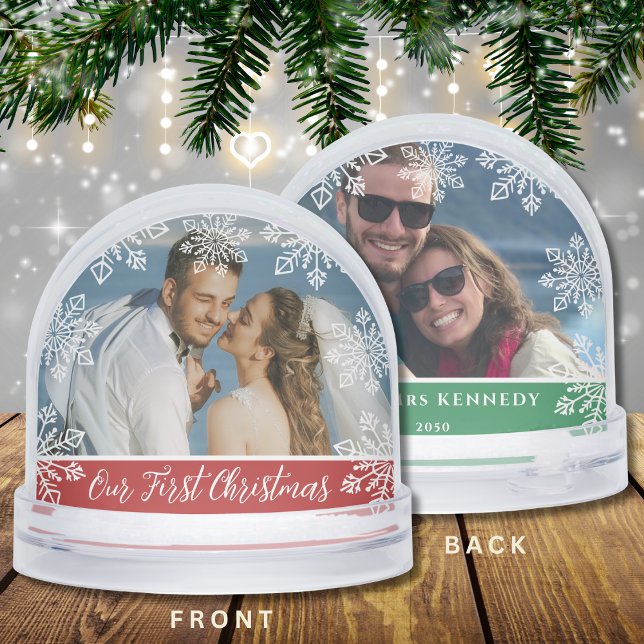 Our First Christmas Newlywed 2 Photo Keepsake Schneekugeln (Von Creator hochgeladen)
