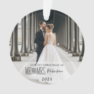Our First Christmas Newlywed Foto Ornament