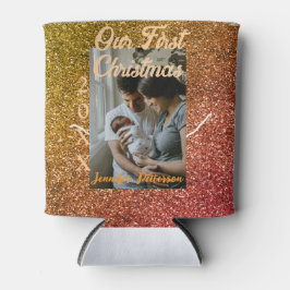 Our first Christmas orange red glitter photo year Dosenkühler