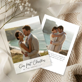 Our First Christmas Script Coastal Photo Feiertagskarte