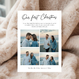 Our First Christmas Script Coastal Photo Newlywed Feiertagskarte