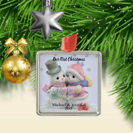 Our First Christmas Snowman Couple Ornament Aus Metall