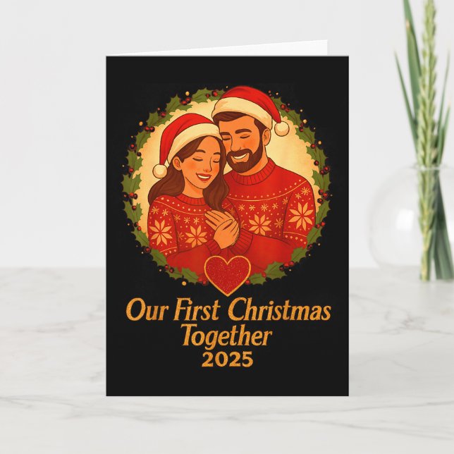 Our First Christmas Together 2025 Matching Couple  Karte (Vorderseite)