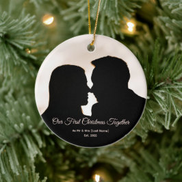 Our First Christmas Together Couple Silhouette Keramik Ornament