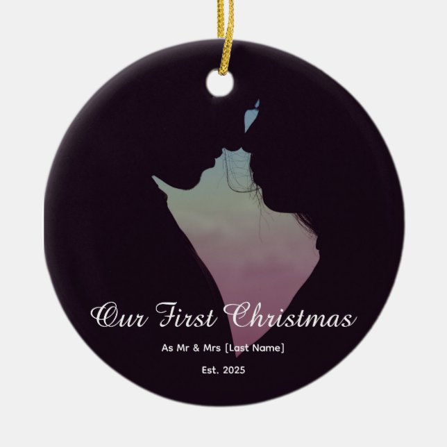 Our First Christmas Together Mr & Mrs Silhouette Keramik Ornament (Vorne)