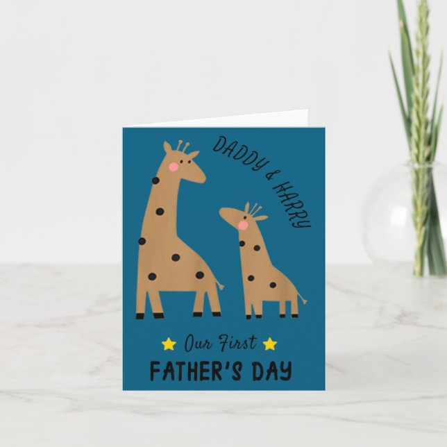 Our First Father's Day 2026, Funny Giraffe Gift Da Karte (Vorderseite)