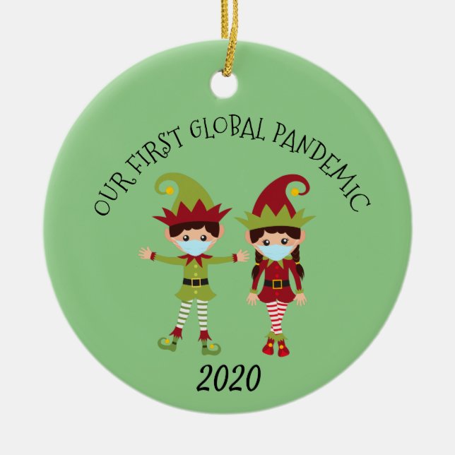 Our first Global Pandemic Elf 2020 With Name Keramik Ornament (Vorne)