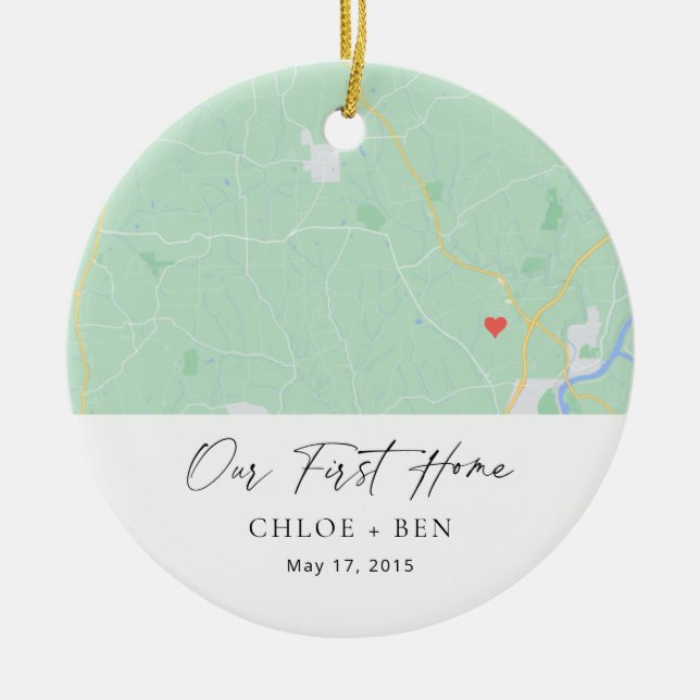 Our First Home Personalized Home Map Keramik Ornament (Vorne)