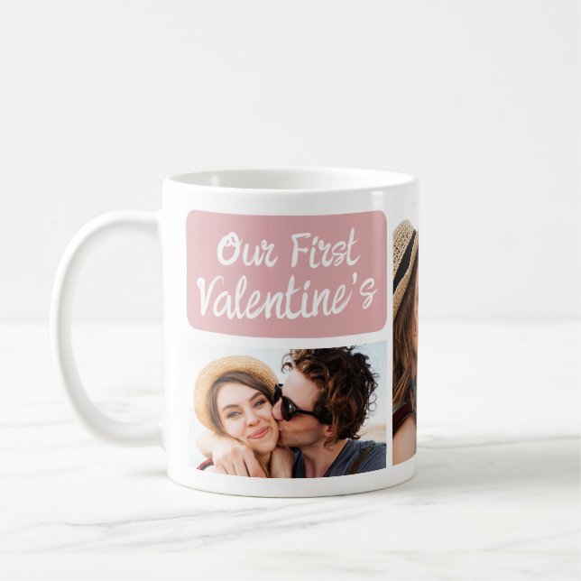 Our First Married Valentines Photo Collage Kaffeetasse (Links)
