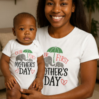 Our First Mother’s Day Elephant & Umbrella Baby T-shirt