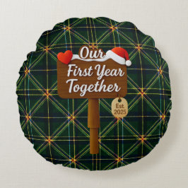Our First Year Together 2025 Wooden Sign Rundes Kissen