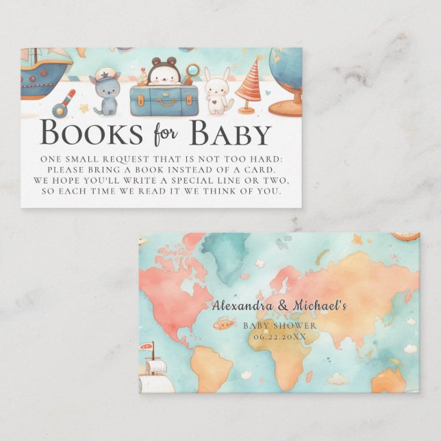 Our Greatest Adventure Map Books for Baby Shower Begleitkarte (Vorne/Hinten)