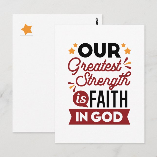 Our Greatest Strength Is Faith in God Quote Postkarte (Vorne/Hinten)