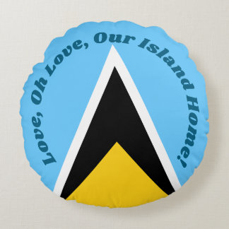 Our Island Home | Saint Lucia Flag Anthem Phrase Rundes Kissen