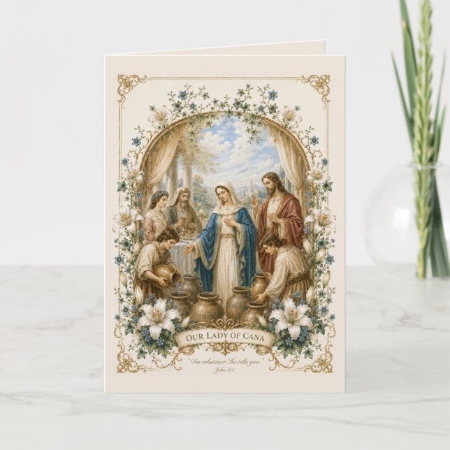Our Lady of Cana Catholic Wedding Dankeskarte (Vorderseite)