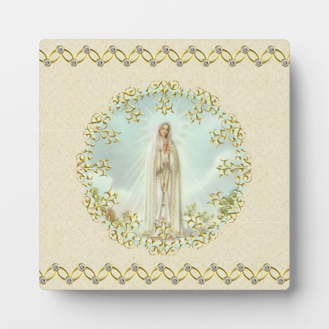 Our Lady of Fatima Gold Wreath Diamond Chain Fotoplatte (Vorderseite)
