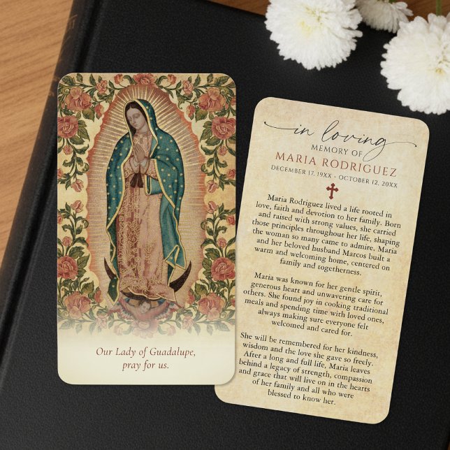 Our Lady of Guadalupe Floral Memorial Prayer Cards (Von Creator hochgeladen)