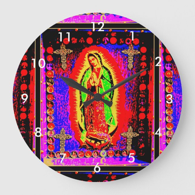 Our Lady Of Guadalupe Große Wanduhr (Vorderseite)