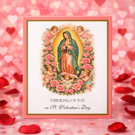 Our Lady of Guadalupe Mary Angels with Roses  Feiertagskarte