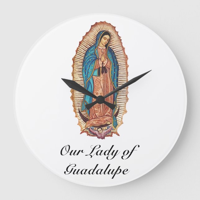 Our Lady of Guadalupe Miraculous Tilma Fine Art Große Wanduhr (Vorderseite)