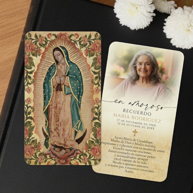 Our Lady of Guadalupe Photo Spanish Memorial Cards (Von Creator hochgeladen)