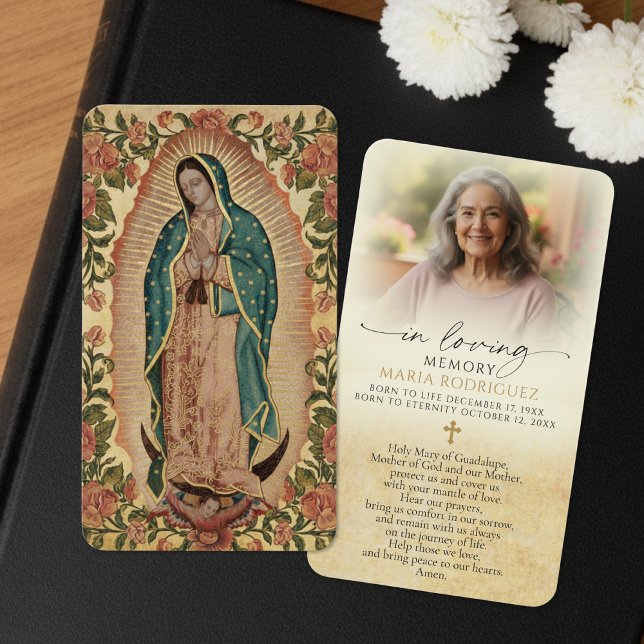 Our Lady of Guadalupe Prayer Photo Sympathy Cards (Von Creator hochgeladen)