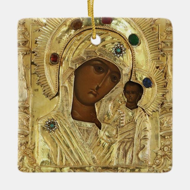 Our Lady of Kazan Theotokos and Christ Child Icon  Keramikornament (Vorderseite)
