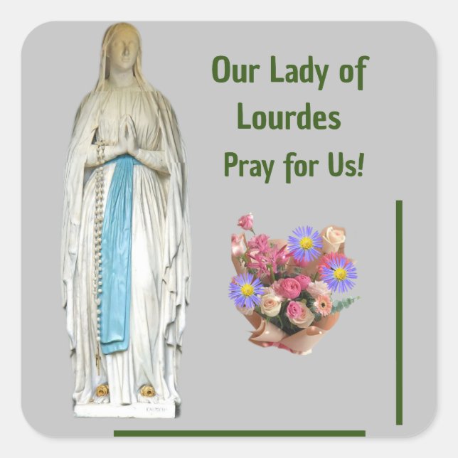 \our Lady of Lourdes Quadratischer Aufkleber (Vorderseite)